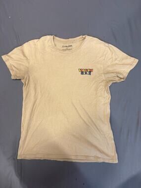 2019 Volcom Stone Men's SM Graphic T-Shirt Tan Rainbow Sunburst Skate Surf Tee